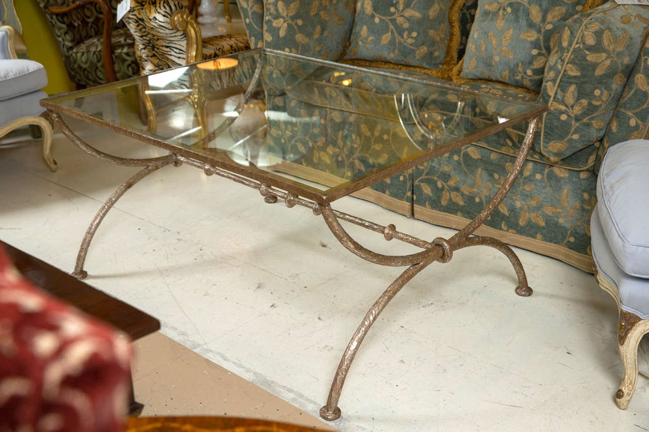Glass ON SALE NOW!!!  Diego Giacometti Style Wrought Iron Coffee or Low Table