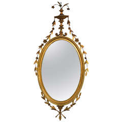 Giltwood and Gesso Carved Adams Style Mirror