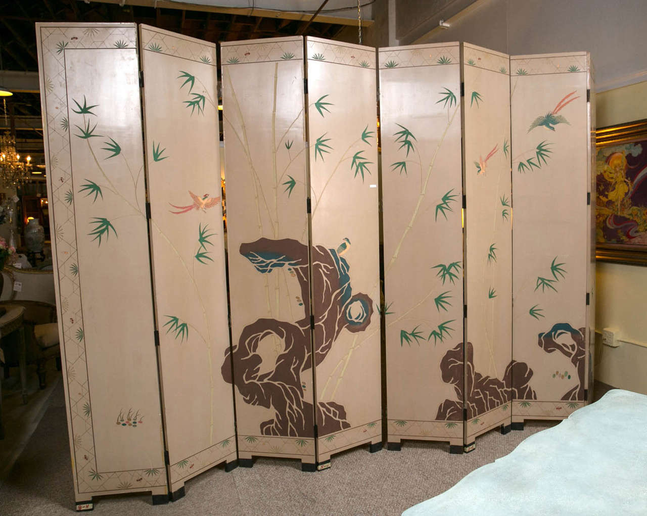 Monumental EightPanel Chinese Room Divider or Folding Screen at 1stDibs