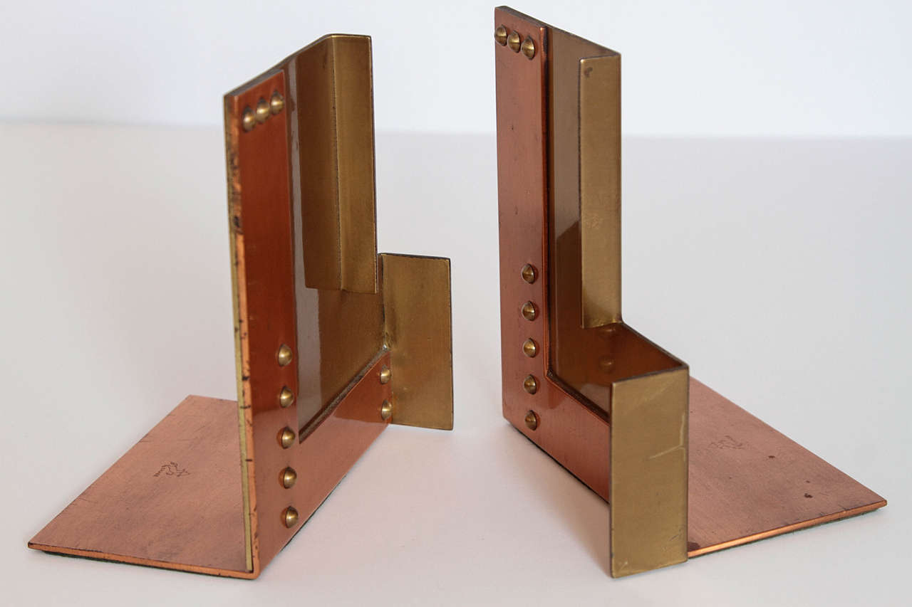 Brass Alternate Versions of Chase Moderne Bookends, BOTH PAIR SOLD For Sale