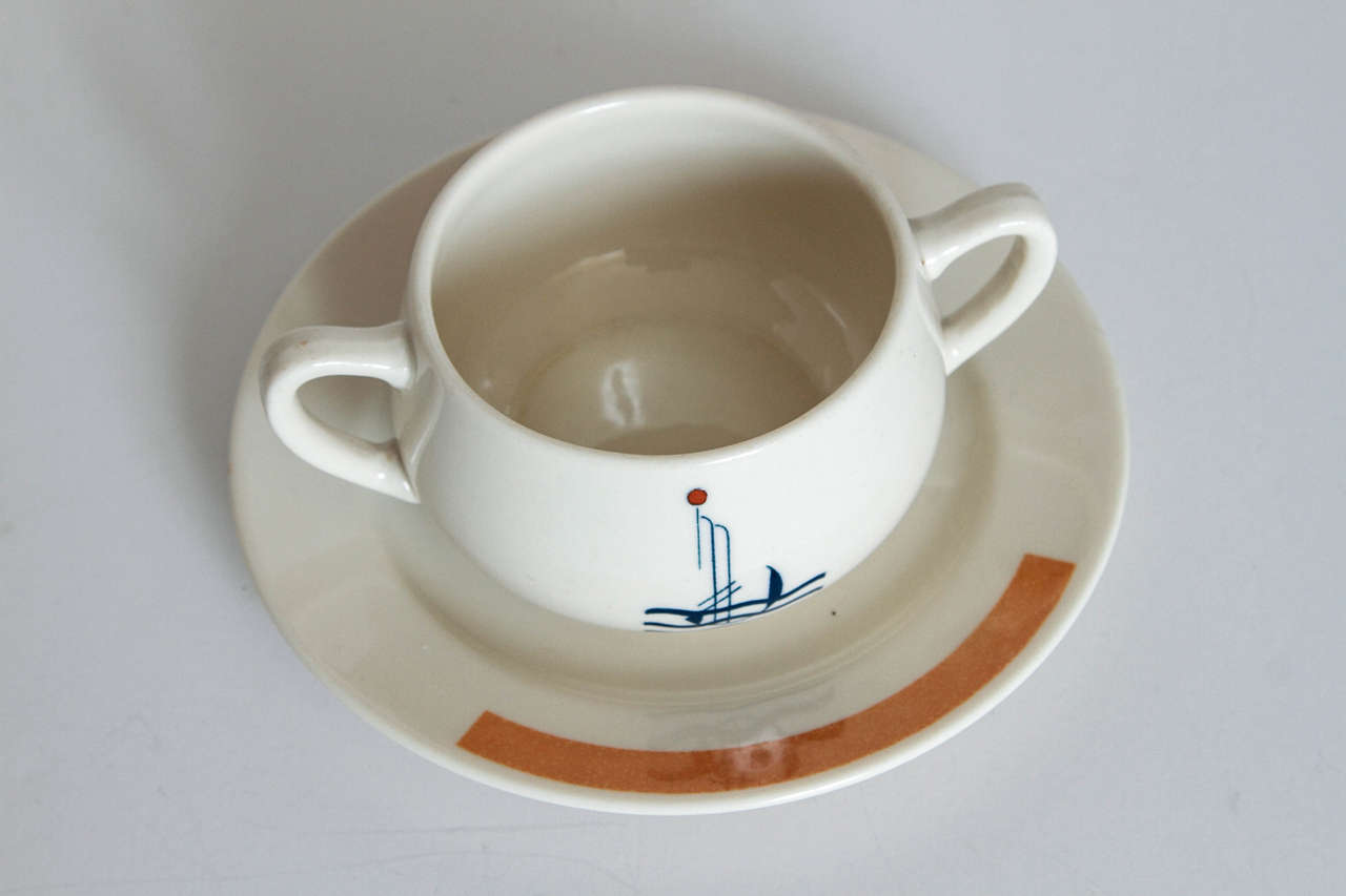 Mid-20th Century Art Deco S.S. Leviathan Two-Piece Matched Pairs Serveware, Eugene and Lee Schoen For Sale
