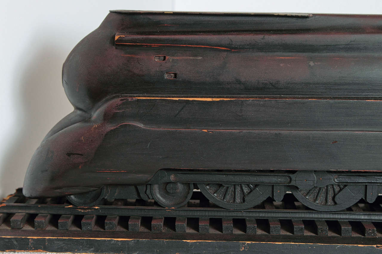 Mid-20th Century Machine Age Art Deco Raymond Loewy Hand Carved PRR Streamliner Train Model