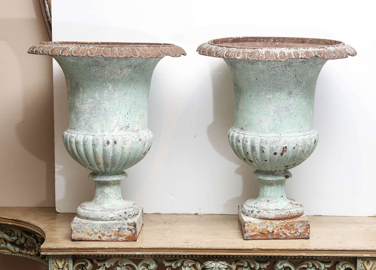 19th Century French Cast Iron Urns