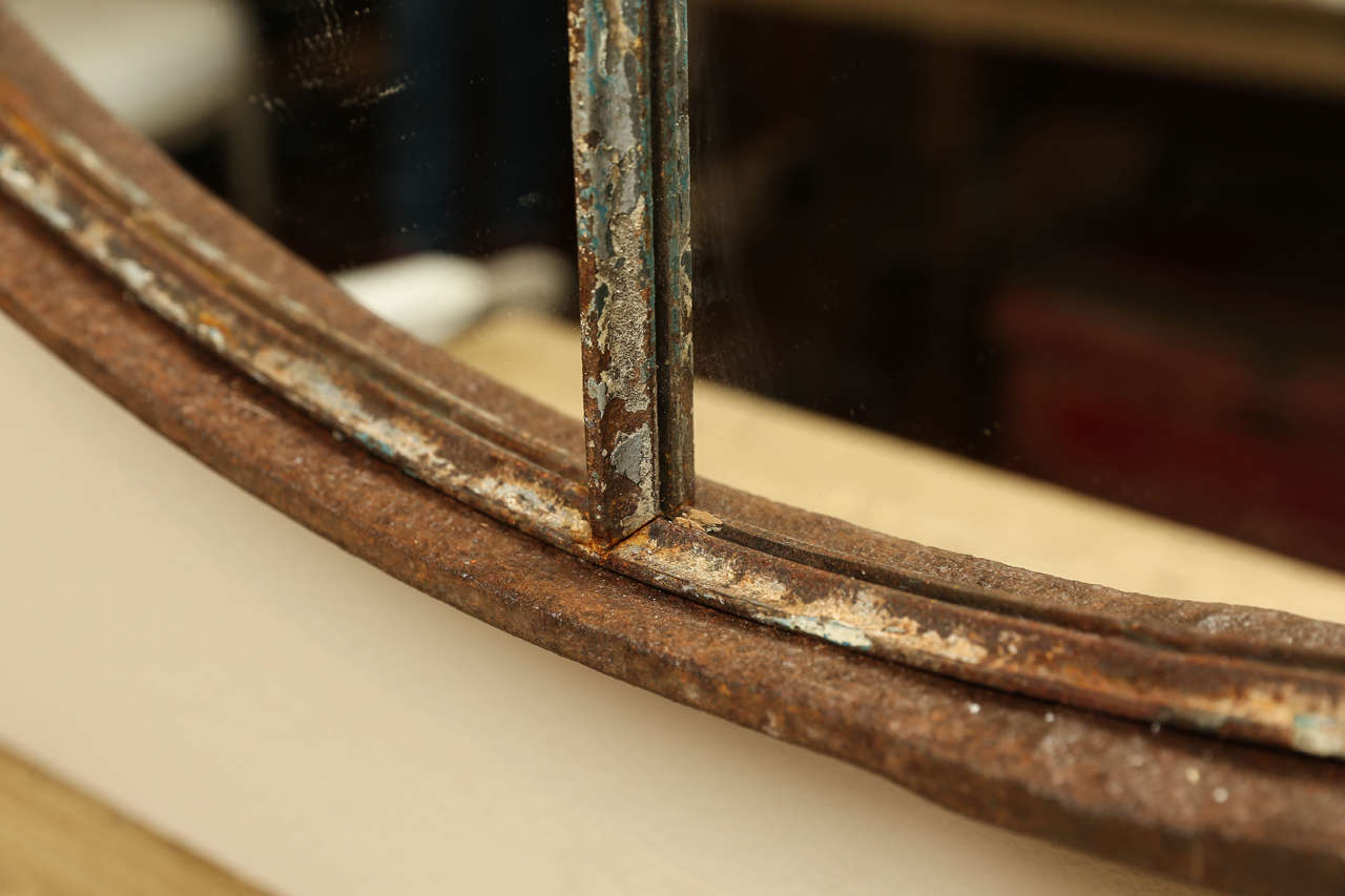 19th Century Salvaged Iron Window Mirror