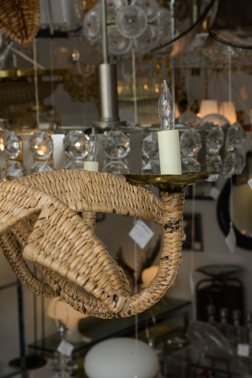 Whimsical Wicker and Mixed Metal Monkey Chandelier by Mario Lopez Torres In Excellent Condition In West Palm Beach, FL