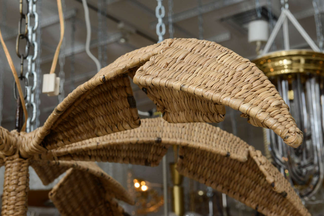 Late 20th Century Whimsical Wicker and Mixed Metal Monkey Chandelier by Mario Lopez Torres