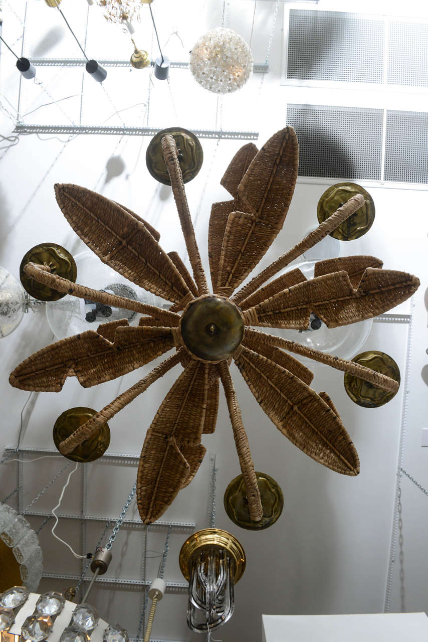 Brass Whimsical Wicker and Mixed Metal Monkey Chandelier by Mario Lopez Torres