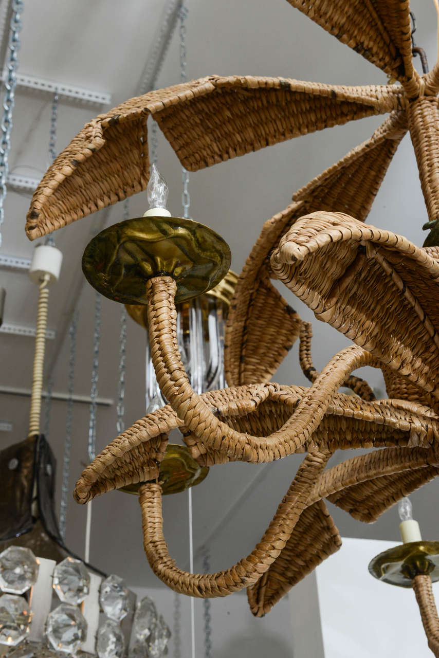 Whimsical Wicker and Mixed Metal Monkey Chandelier by Mario Lopez Torres 1