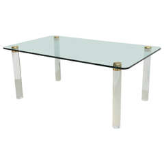 Rectangular Lucite and Glass Dining Table by Pace