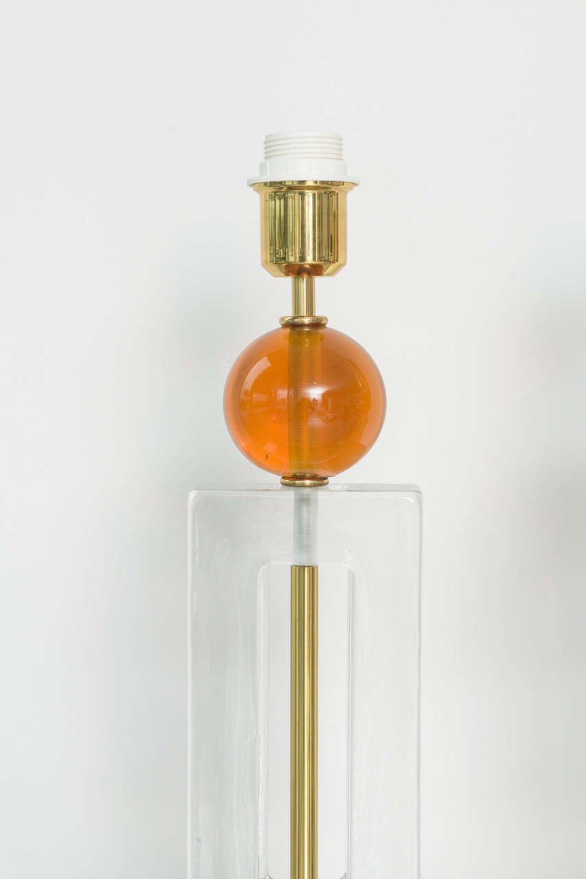 European Pair of Geometric Murano Glass Lamps