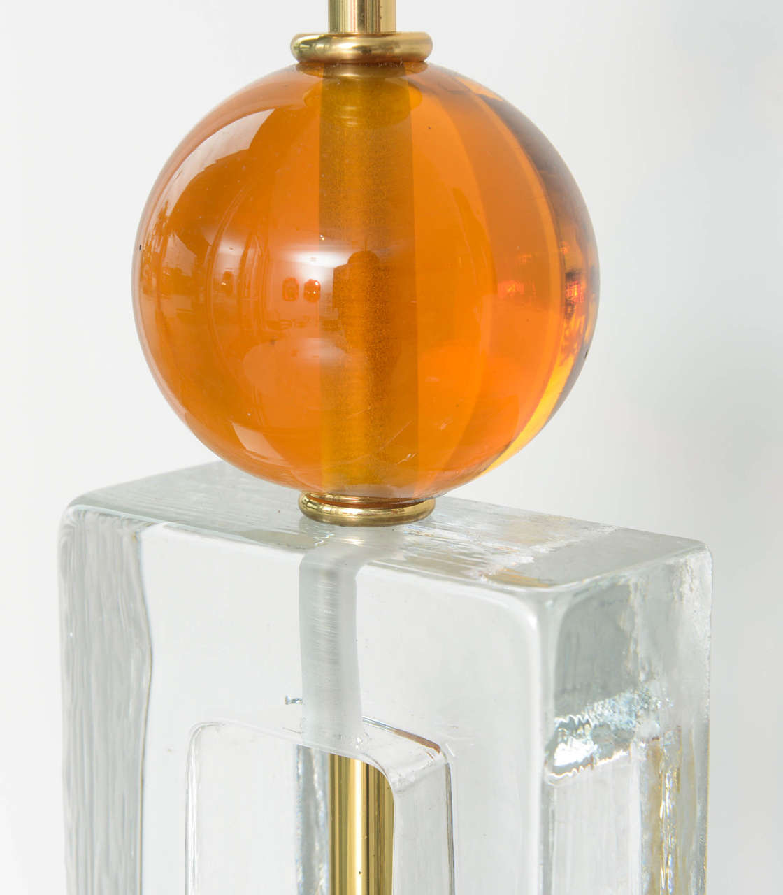 20th Century Pair of Geometric Murano Glass Lamps