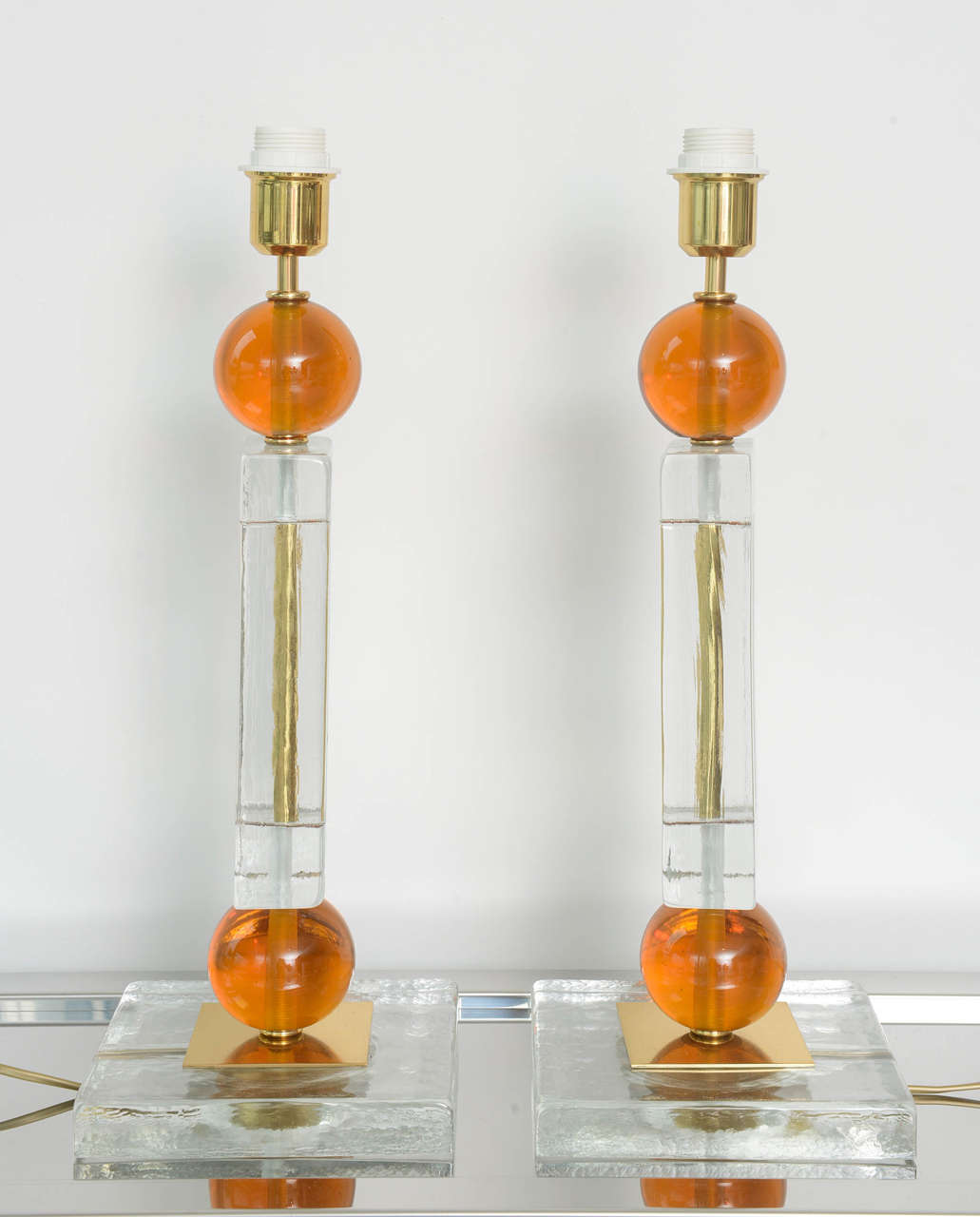 Pair of Geometric Murano Glass Lamps 1