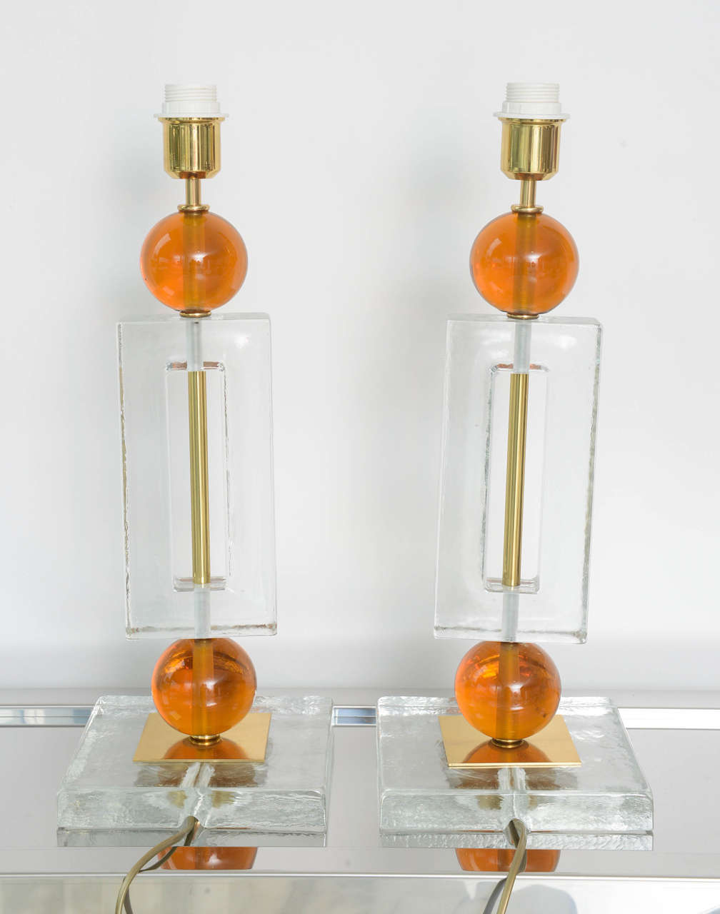 Pair of Geometric Murano Glass Lamps 3