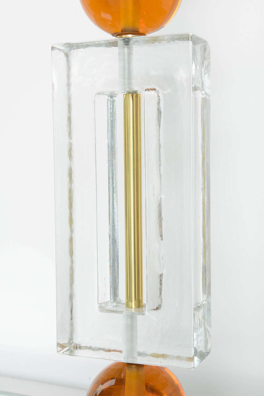 Pair of Geometric Murano Glass Lamps 4