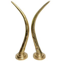 Pair of Monumental Brass Tusks