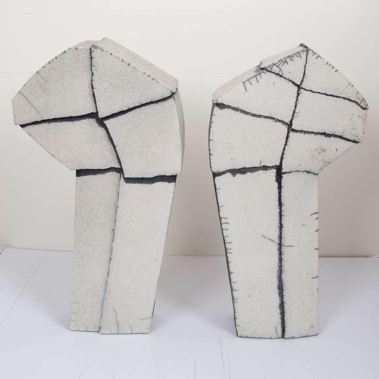 Pair of Raku Ceramic Vessels