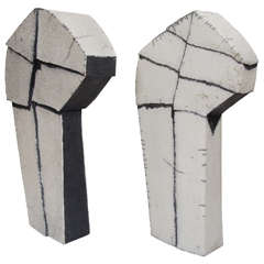 Pair of Raku Ceramic Vessels