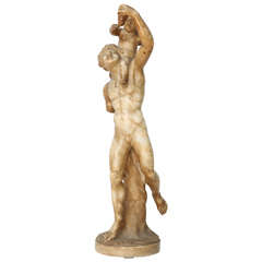 19th Century European Marble Sculpture of Bacchus and a Putto, after Claudion