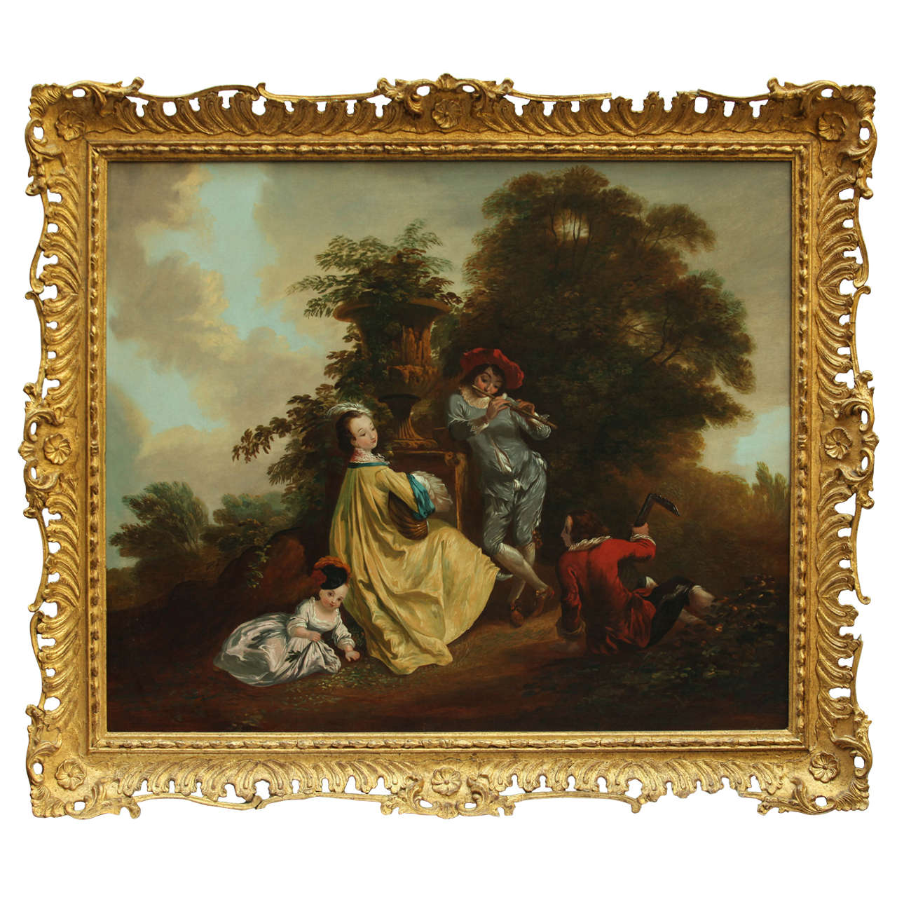 Circle of Philippe Mercier, Pastoral Scene with Music Couple in a Landscape For Sale