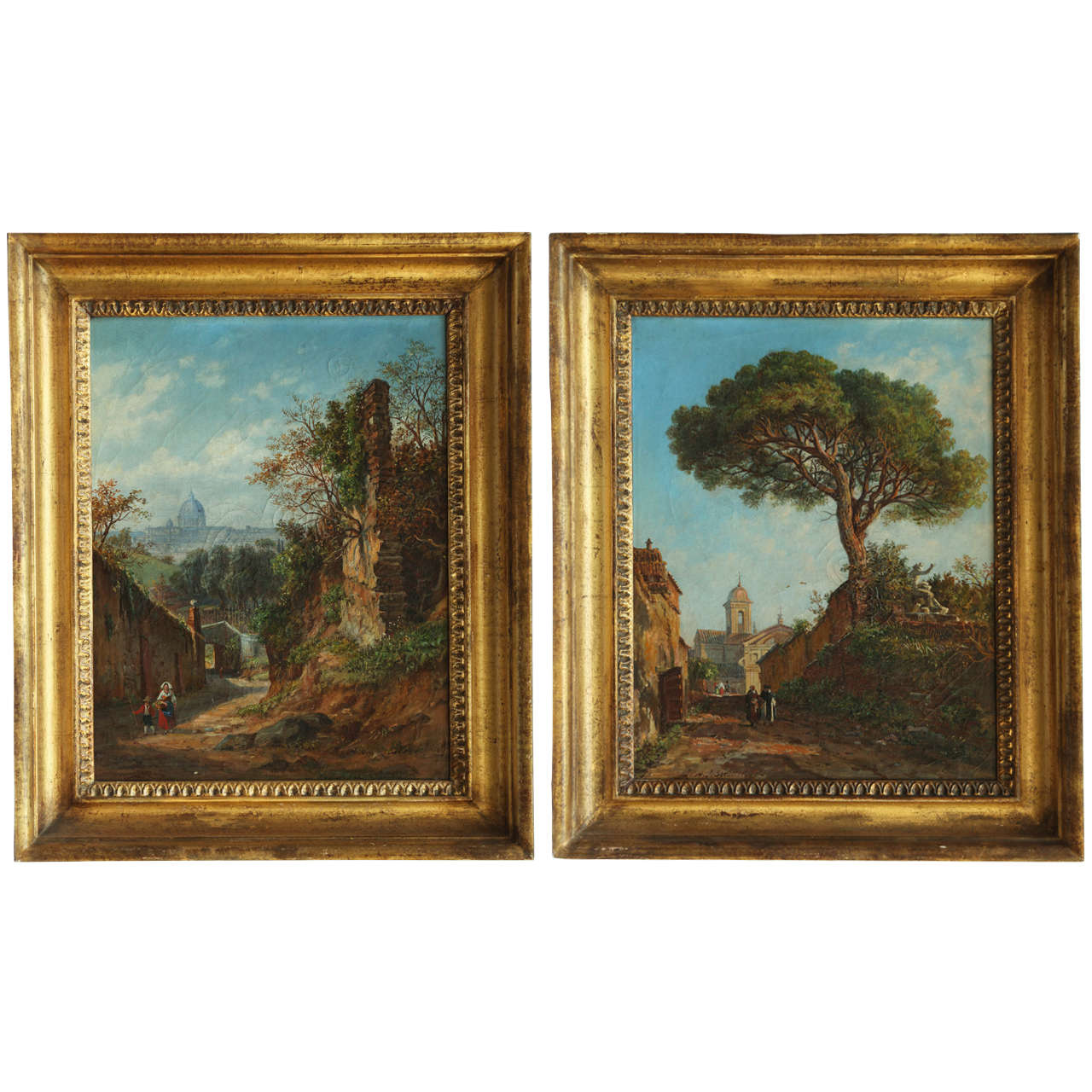 A.J Strutt, Pair of Views of the Roman Landscapes, Oil on Canvas, 19th Century