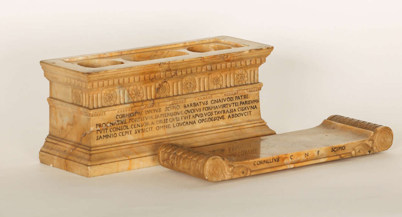 Grand Tour 19th Century Italian Giallo Antico marble model of the Tomb of C. Lucius Scipio