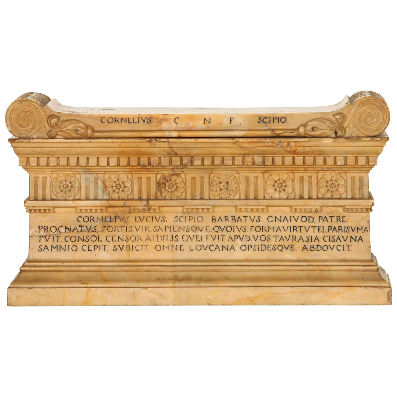 19th Century Italian Giallo Antico marble model of the Tomb of C. Lucius Scipio