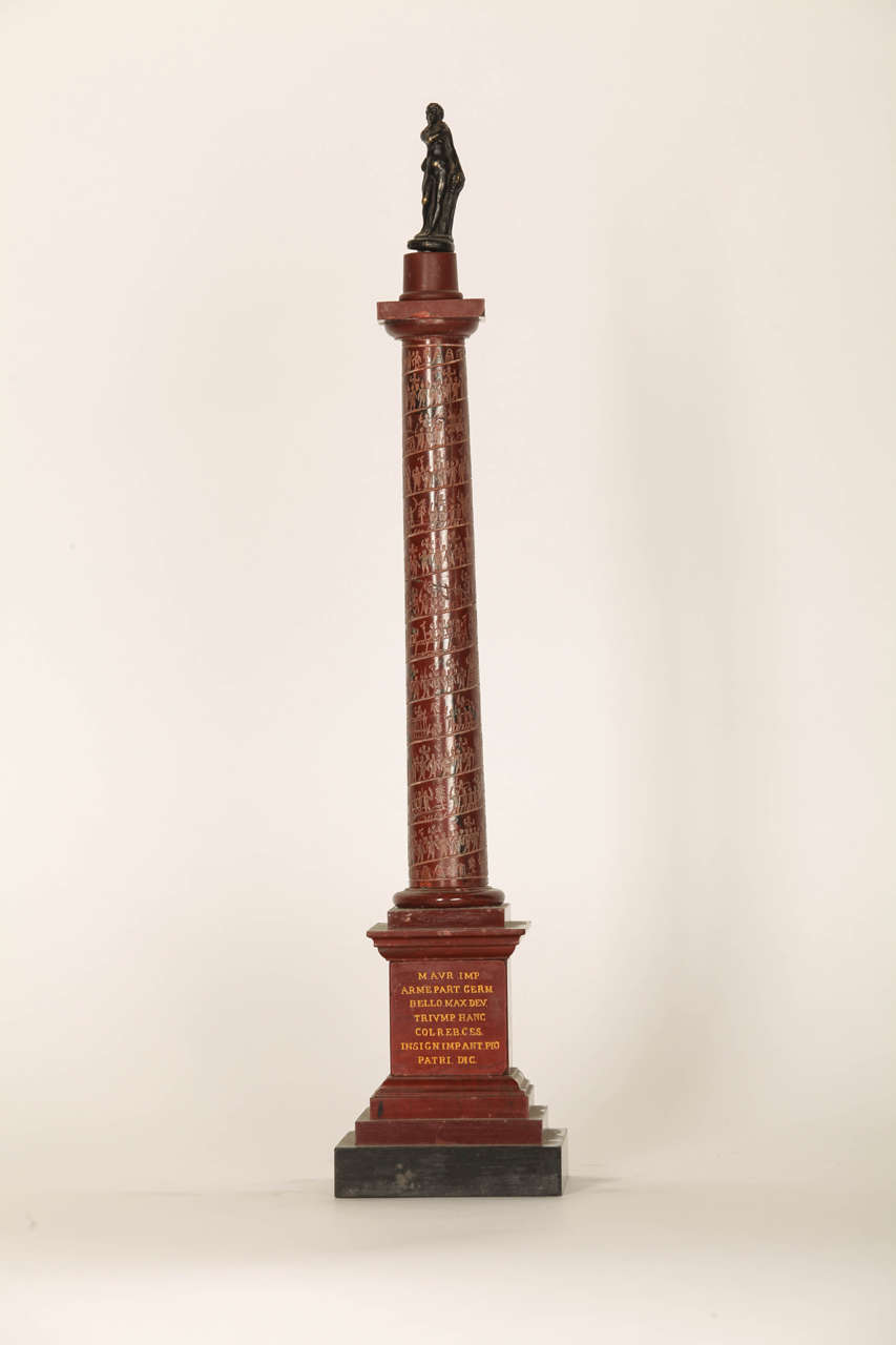 19th Century Grand Tour Red Marble Model of the Trajan Column