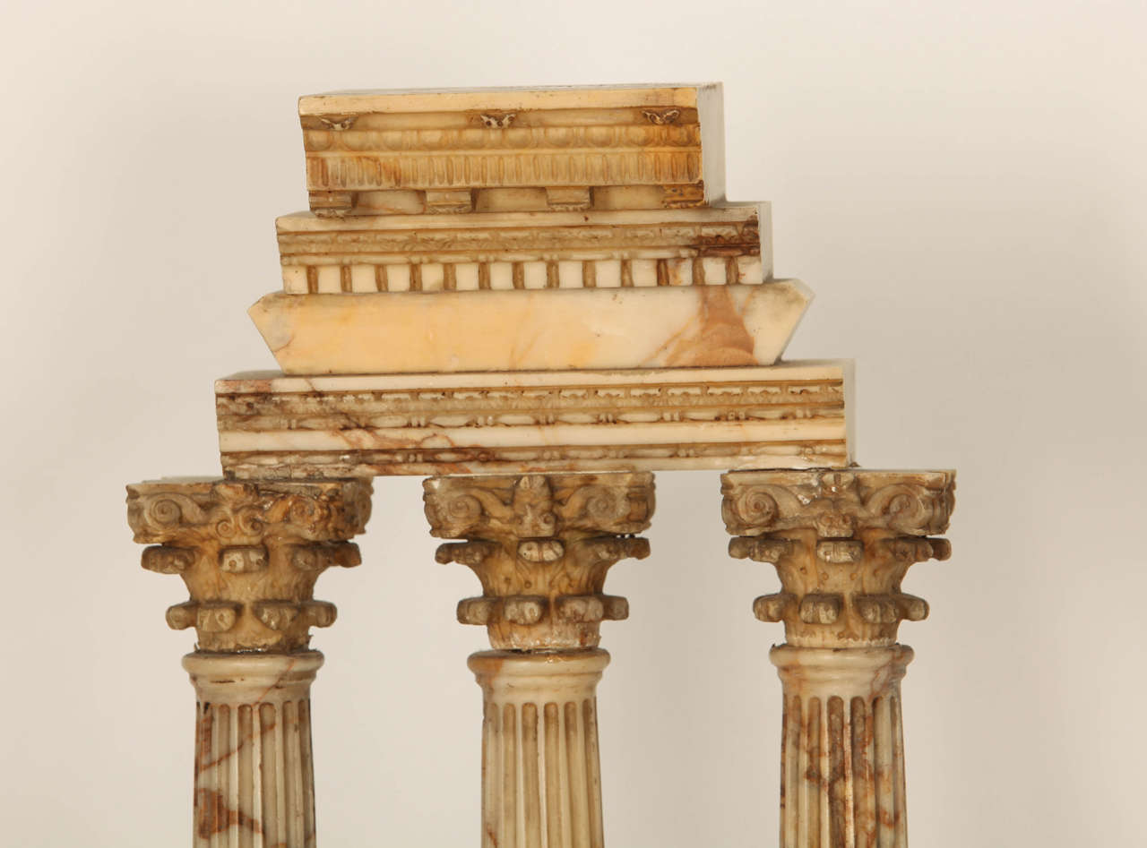 19th Century Italian Grand Tour Giallo Antico marble model of the temple of Castor and Pollux For Sale