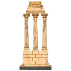 Italian Grand Tour Giallo Antico marble model of the temple of Castor and Pollux