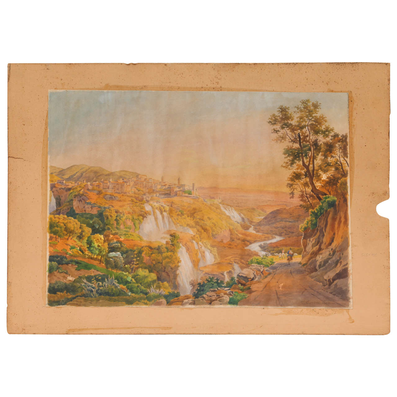 Salomon Corrodi, The Falls of Tivoli, watercolor, ca.1830-50 For Sale