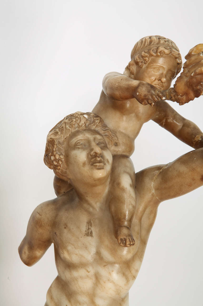 19th Century European Marble Sculpture of Bacchus and a Putto, after