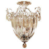 A Small Baccarat style silver metal ceiling fixture