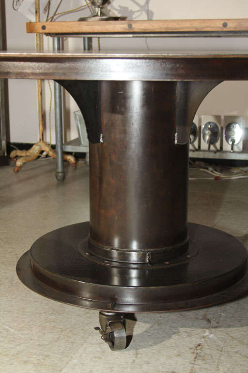 Custom Round Steel Table In Excellent Condition For Sale In Spokane, WA