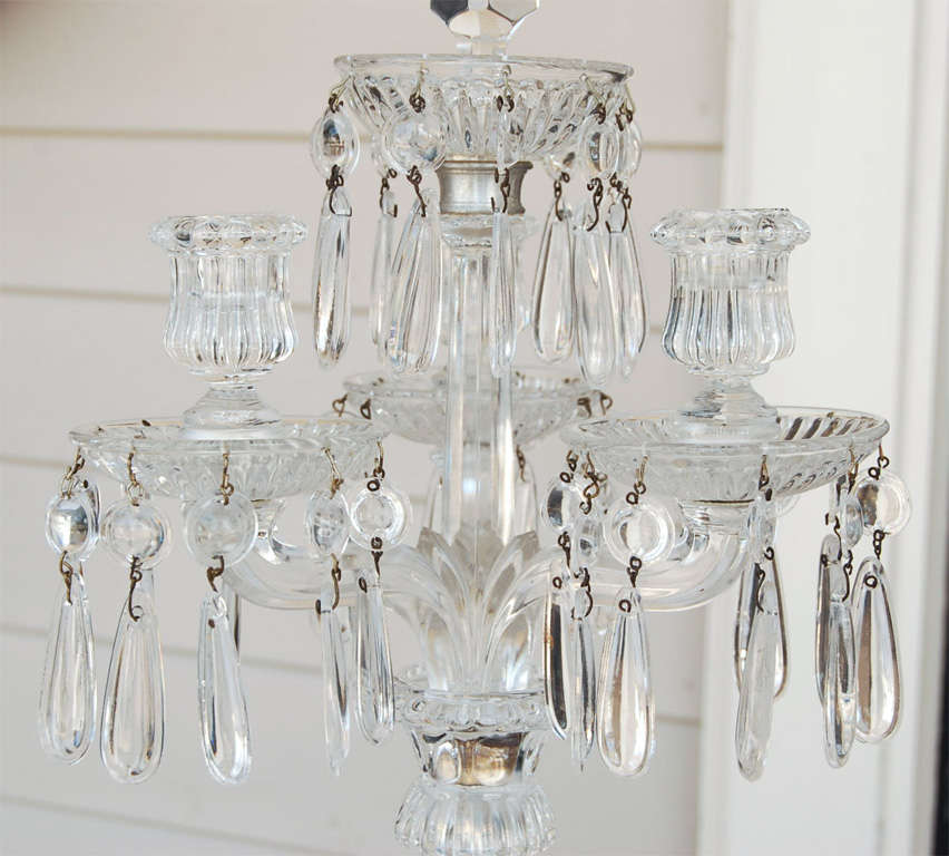 French A Fine Pair of Baccarat Crystal three light Candelabra