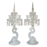 Antique A Fine Pair of Baccarat Crystal three light Candelabra