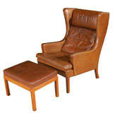 Borge Mogenson Style Wing Chair & Ottoman