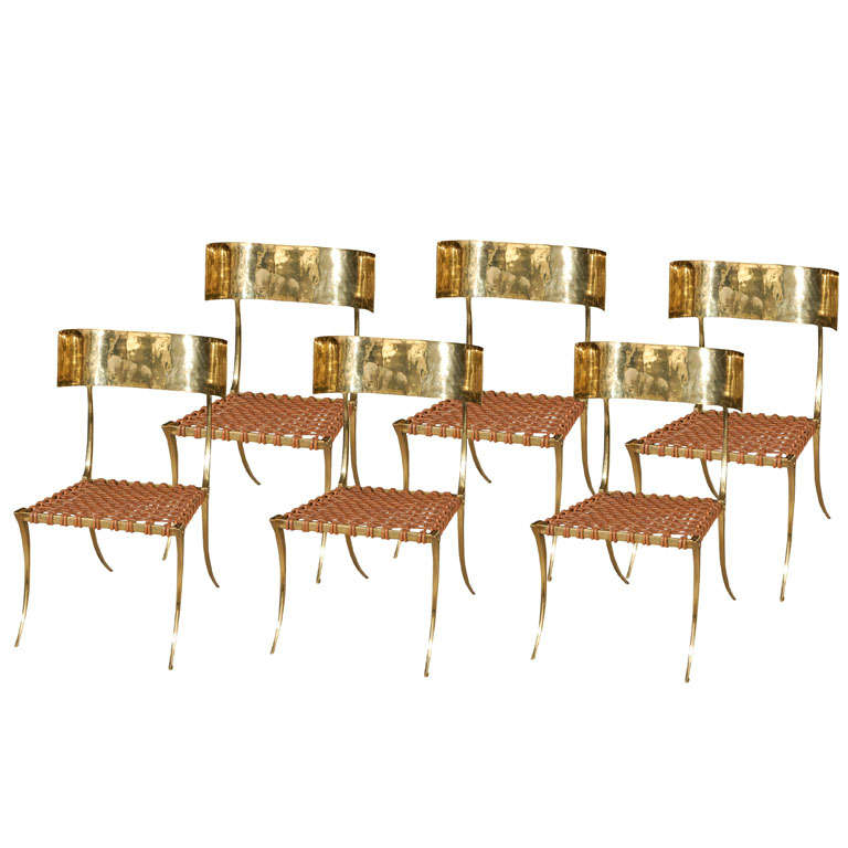Brass Klismos Style Chairs For Sale