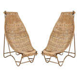 Pair of Rattan Sling Chairs