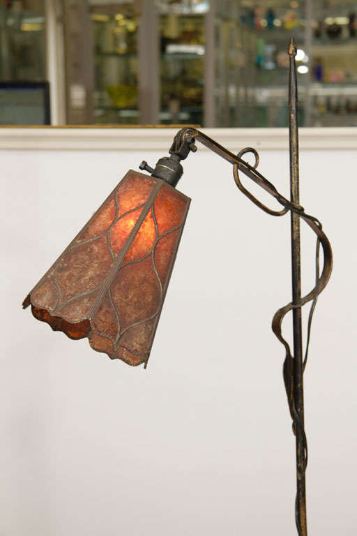 American Art Nouveau Floor Lamp With Floral Motif