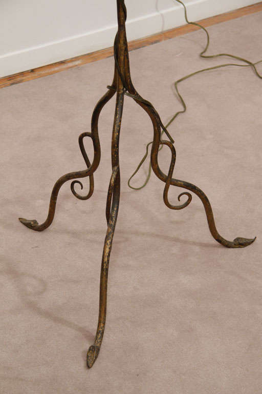 Metal Art Nouveau Floor Lamp With Floral Motif