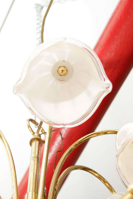 Mid Century Italian Brass and Glass Chandelier 3