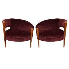 Pair of Mid Century Velvet Occasional Chairs by J.B. Van Sciever