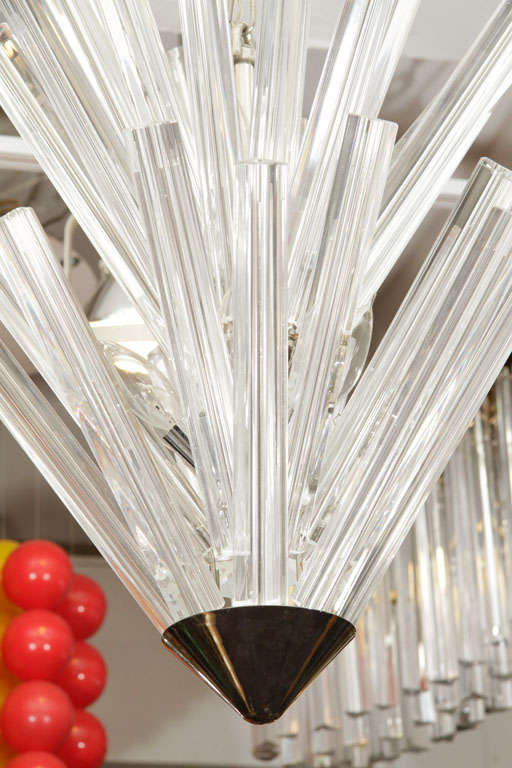 Mid Century Venini Chandelier with Faceted Glass Prisms