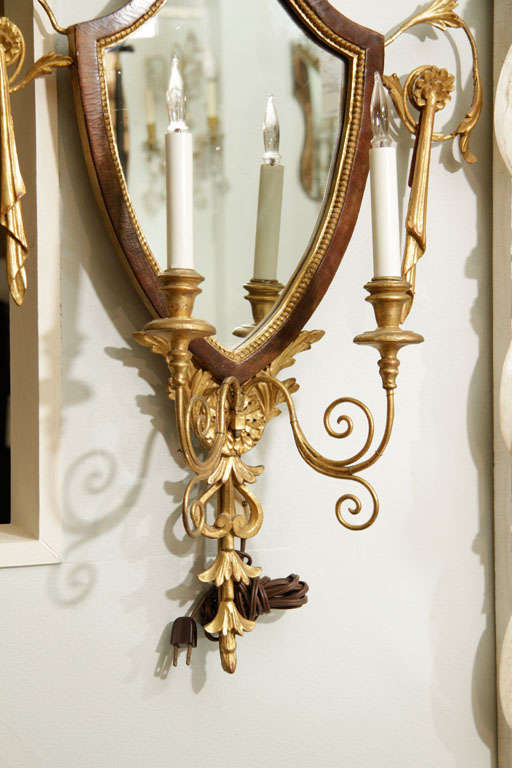 20th Century A pair of Art Deco Mirrored Candelabra sconces