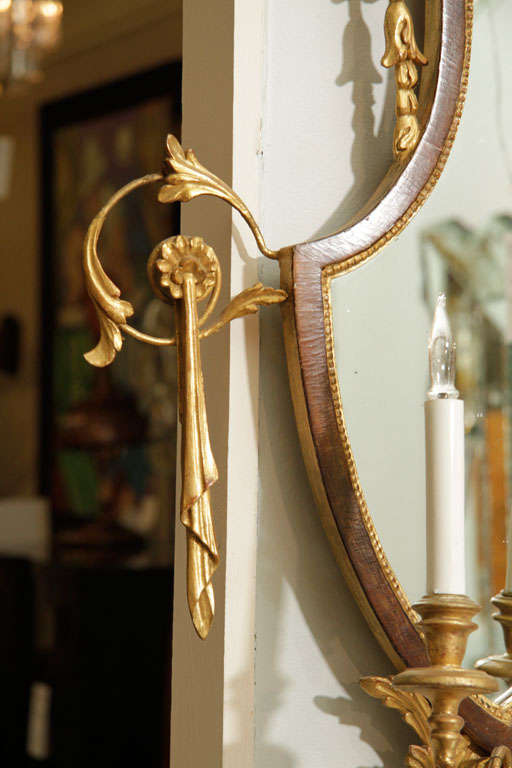 Brass A pair of Art Deco Mirrored Candelabra sconces
