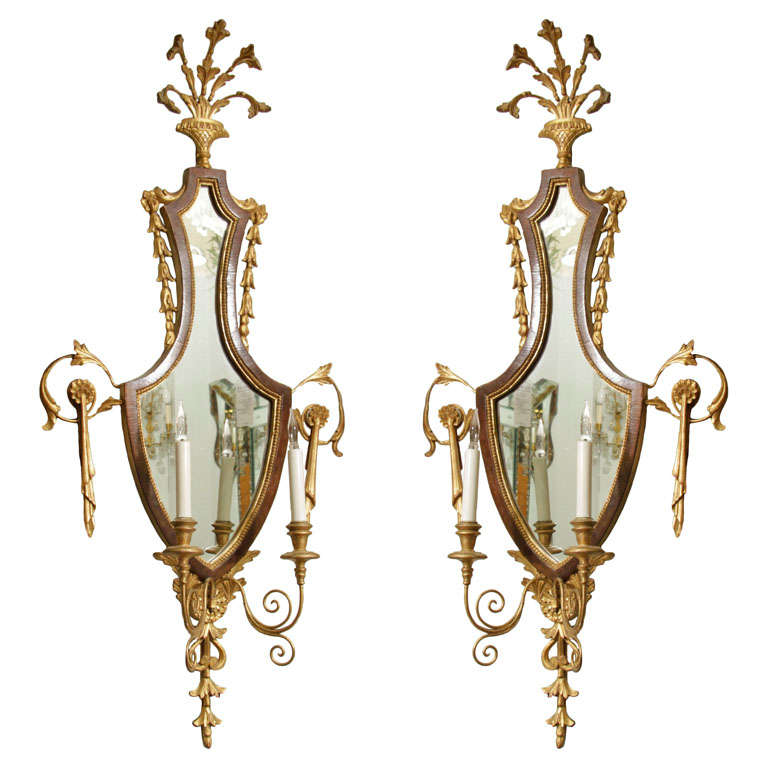 A pair of Art Deco Mirrored Candelabra sconces
