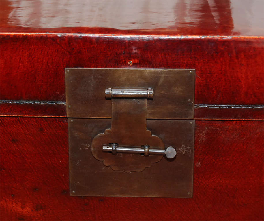 Chinese 19th Century Red Lacquered Vellum Box