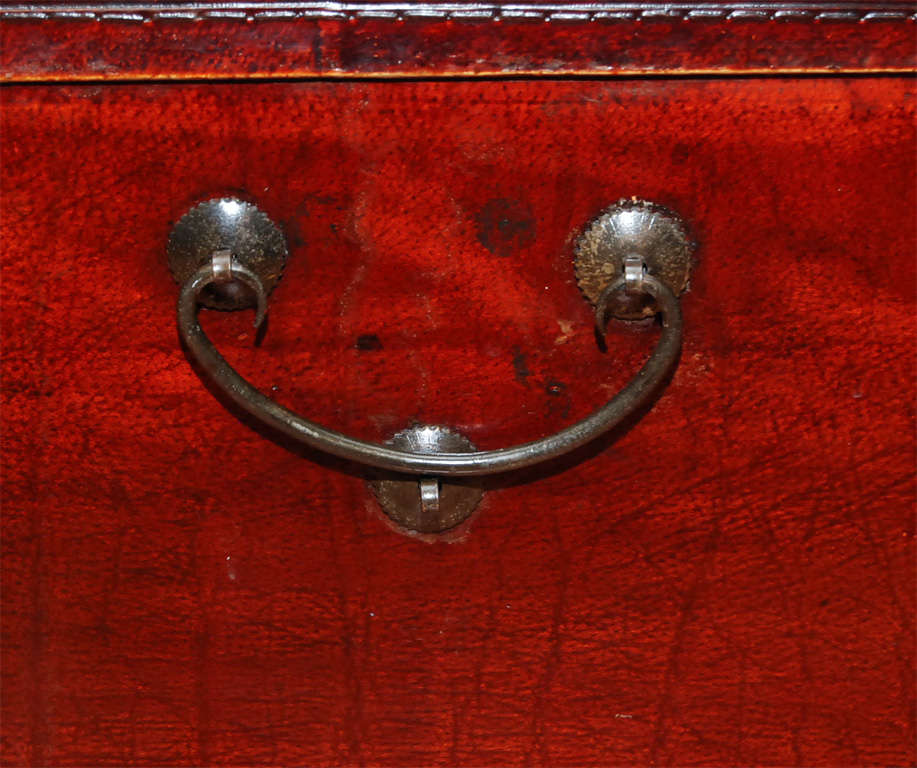 19th Century Red Lacquered Vellum Box 1