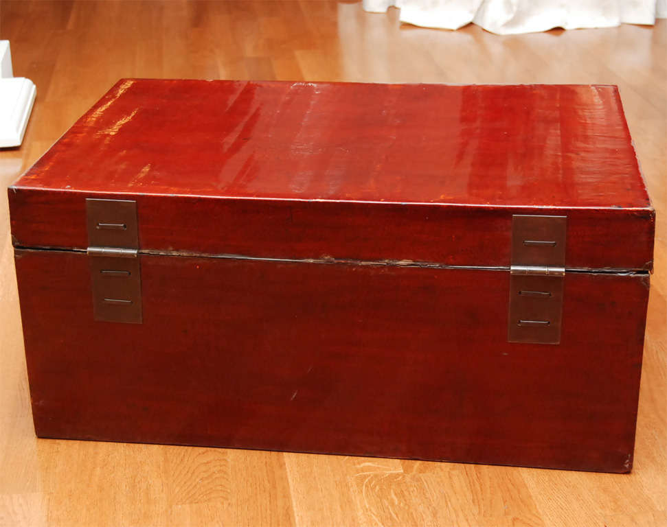 19th Century Red Lacquered Vellum Box 4