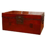 19th Century Red Lacquered Vellum Box